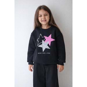 Pembe Gri Yıldız Boncuk İşlemeli 3 İplik Şardonlu Takım