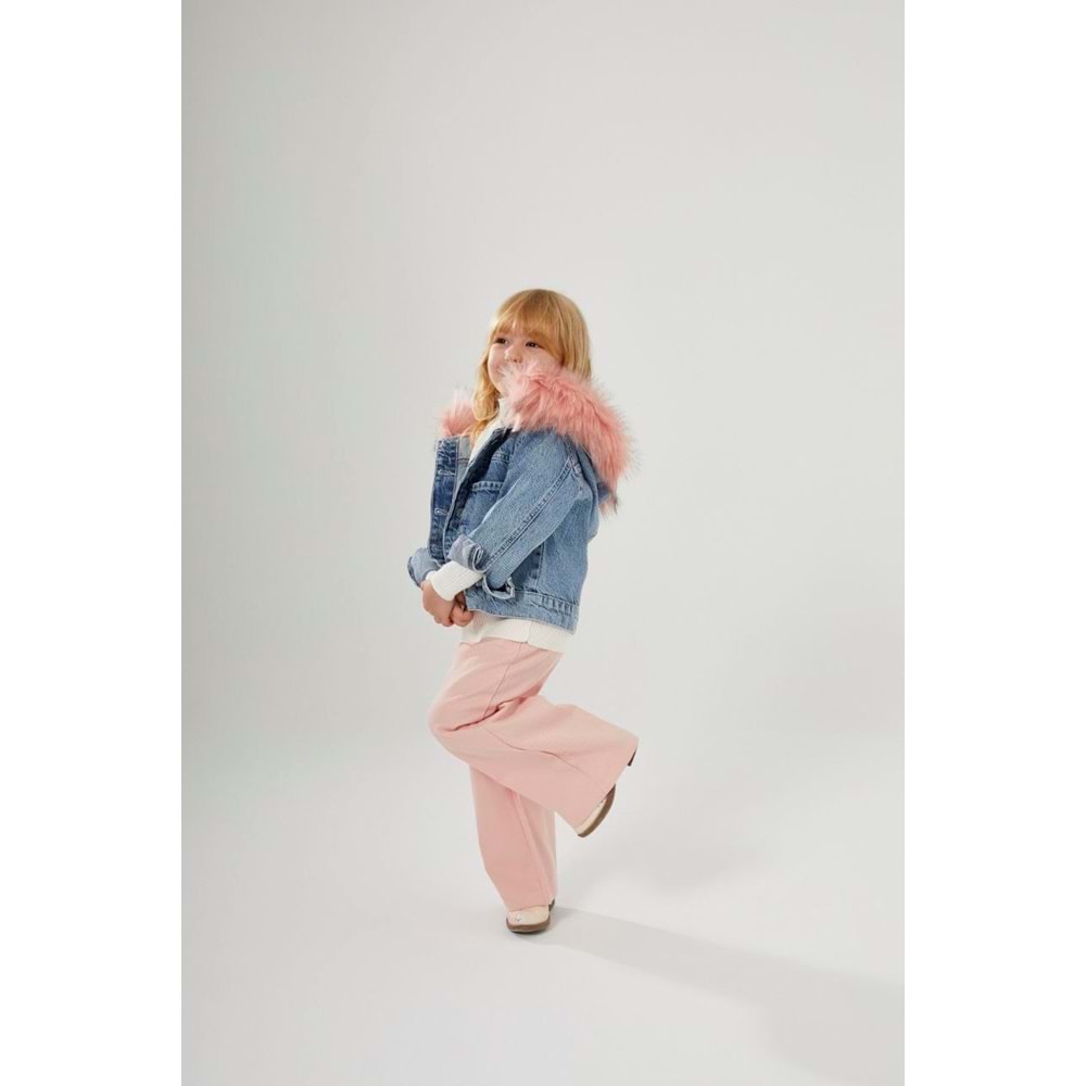 Çıkarılabilir Peluş Kürk Detaylı Kot Ceket