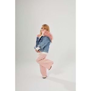 Çıkarılabilir Peluş Kürk Detaylı Kot Ceket