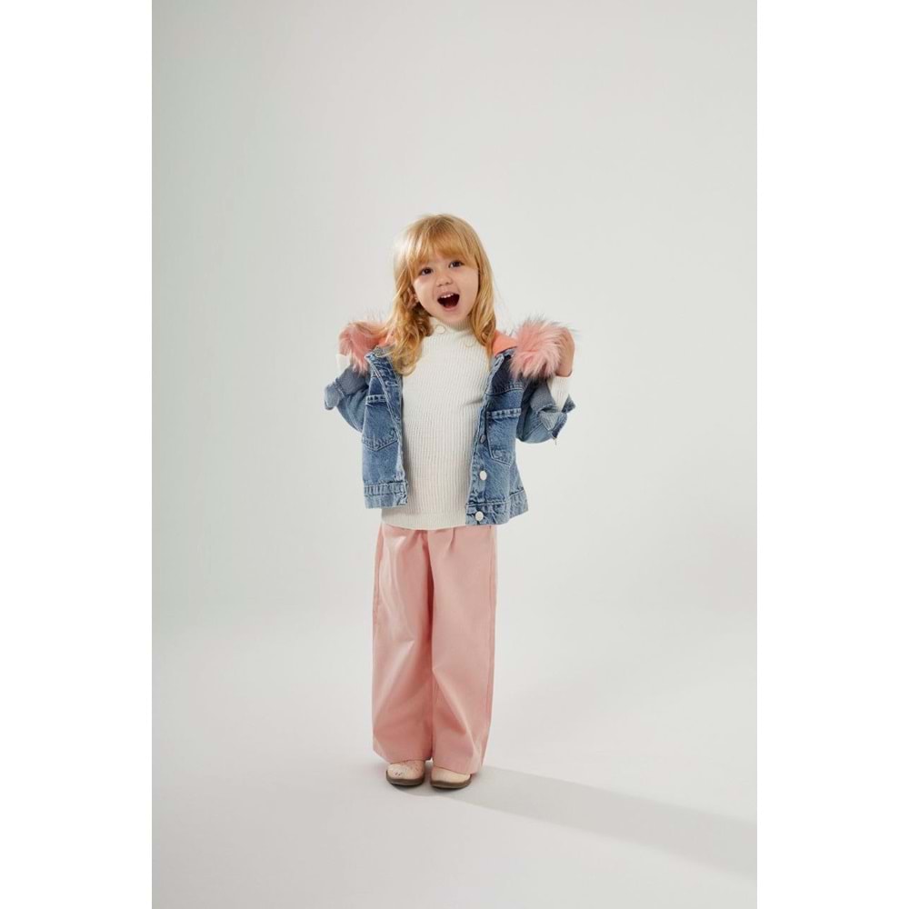 Çıkarılabilir Peluş Kürk Detaylı Kot Ceket