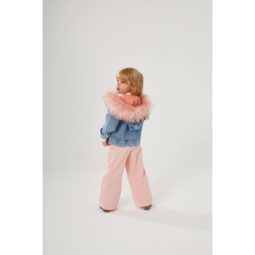 Çıkarılabilir Peluş Kürk Detaylı Kot Ceket