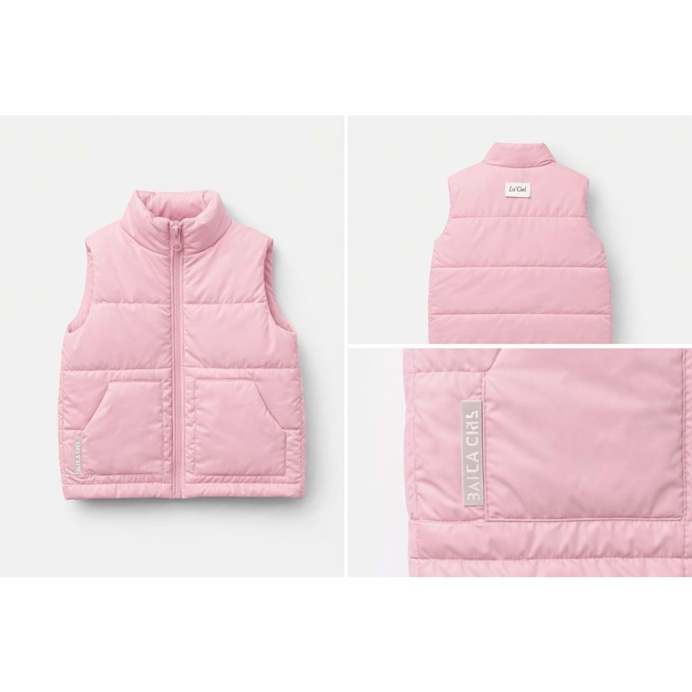 Soft Pembe Şişme Yelek Fermuar Kapamalı - PASTEL PEMBE - 3-4 YAŞ - ST00299-PASTEL PEMBE-3-4 YAŞ
