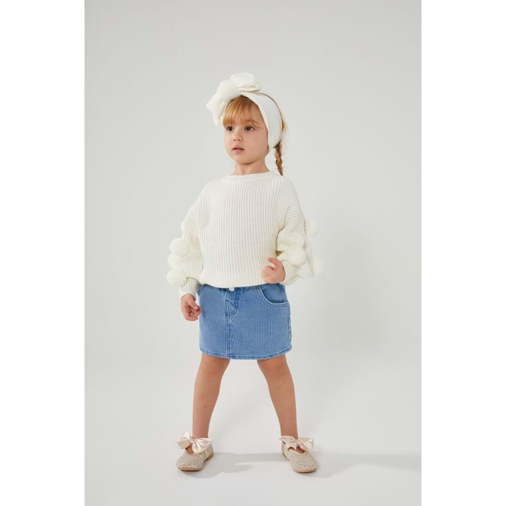 Açık Kot Mavi Lastikli Bel Mini Kot Etek - BEBE MAVİ - 2-3 YAŞ - ST00302-BEBE MAVİ-2-3 YAŞ