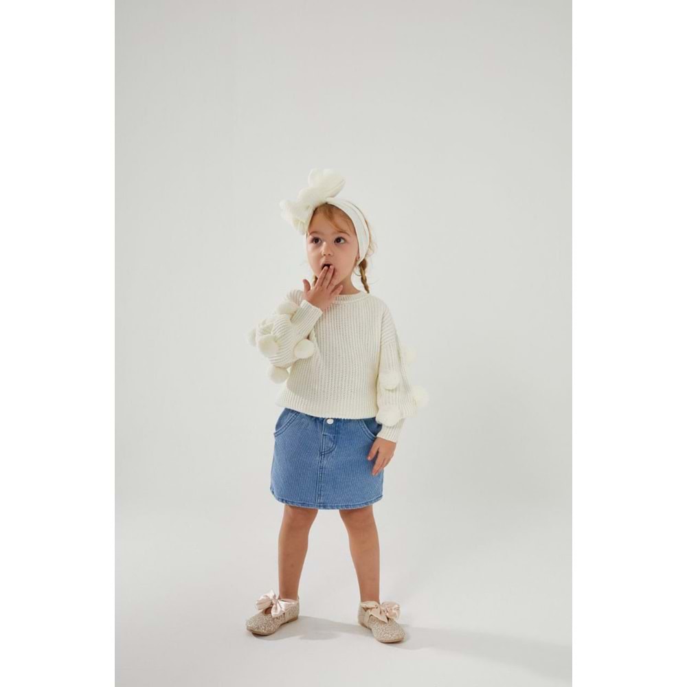 Açık Kot Mavi Lastikli Bel Mini Kot Etek - BEBE MAVİ - 2-3 YAŞ - ST00302-BEBE MAVİ-2-3 YAŞ