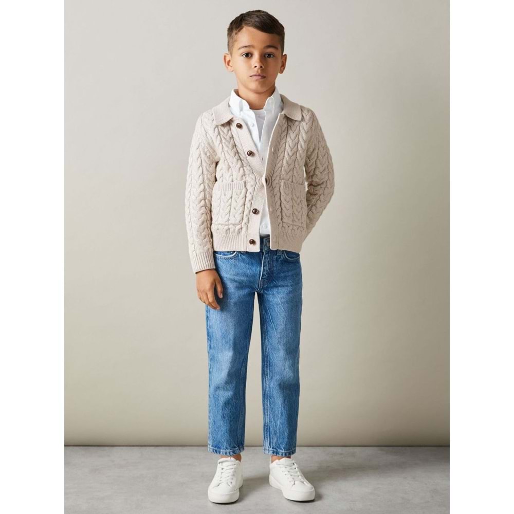 Triko Hırka Düğme Kapamalı Cep Detaylı - KREM - 3-4 YAŞ - ST00303-KREM-3-4 YAŞ