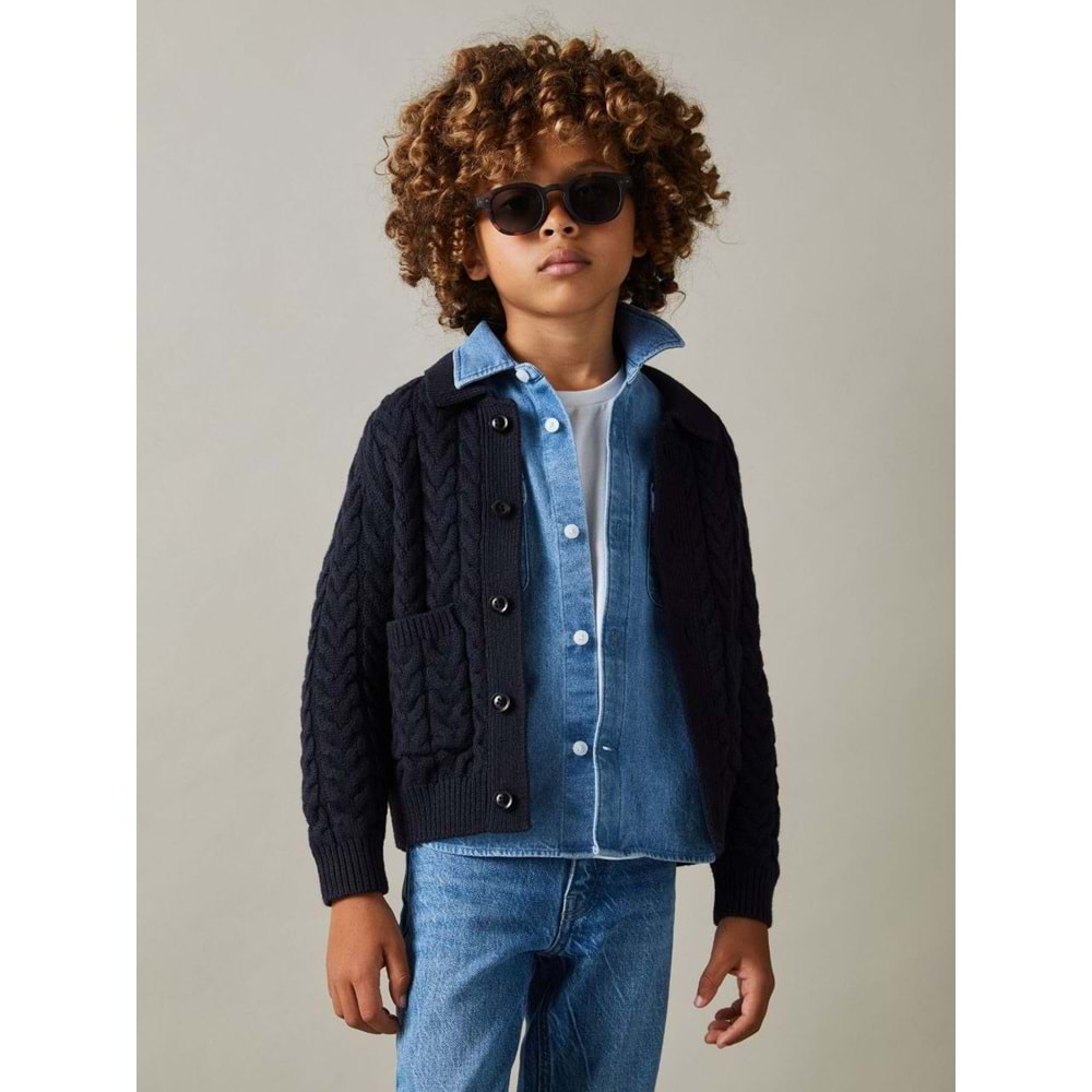 Triko Hırka Düğme Kapamalı Cep Detaylı - LACİVERT - 3-4 YAŞ - ST00303-LACİVERT-3-4 YAŞ