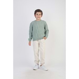 Soft Yeşil Baklava Desen Triko Kazak - YEŞİL - 3-4 YAŞ - ST00307-YEŞİL-3-4 YAŞ