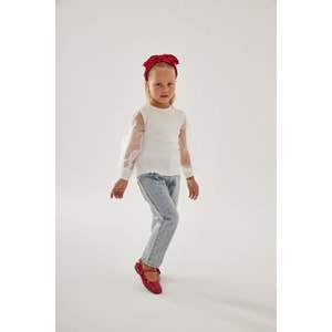 Organze Kol Beyaz Renk Body - BEYAZ - 2-3 YAŞ - ST00311-BEYAZ-2-3 YAŞ