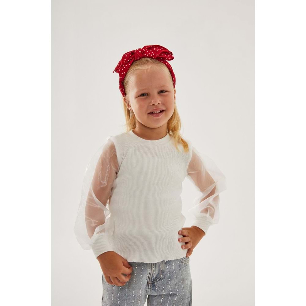 Organze Kol Beyaz Renk Body - BEYAZ - 2-3 YAŞ - ST00311-BEYAZ-2-3 YAŞ