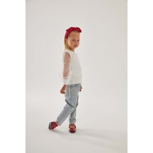 Organze Kol Beyaz Renk Body - BEYAZ - 2-3 YAŞ - ST00311-BEYAZ-2-3 YAŞ