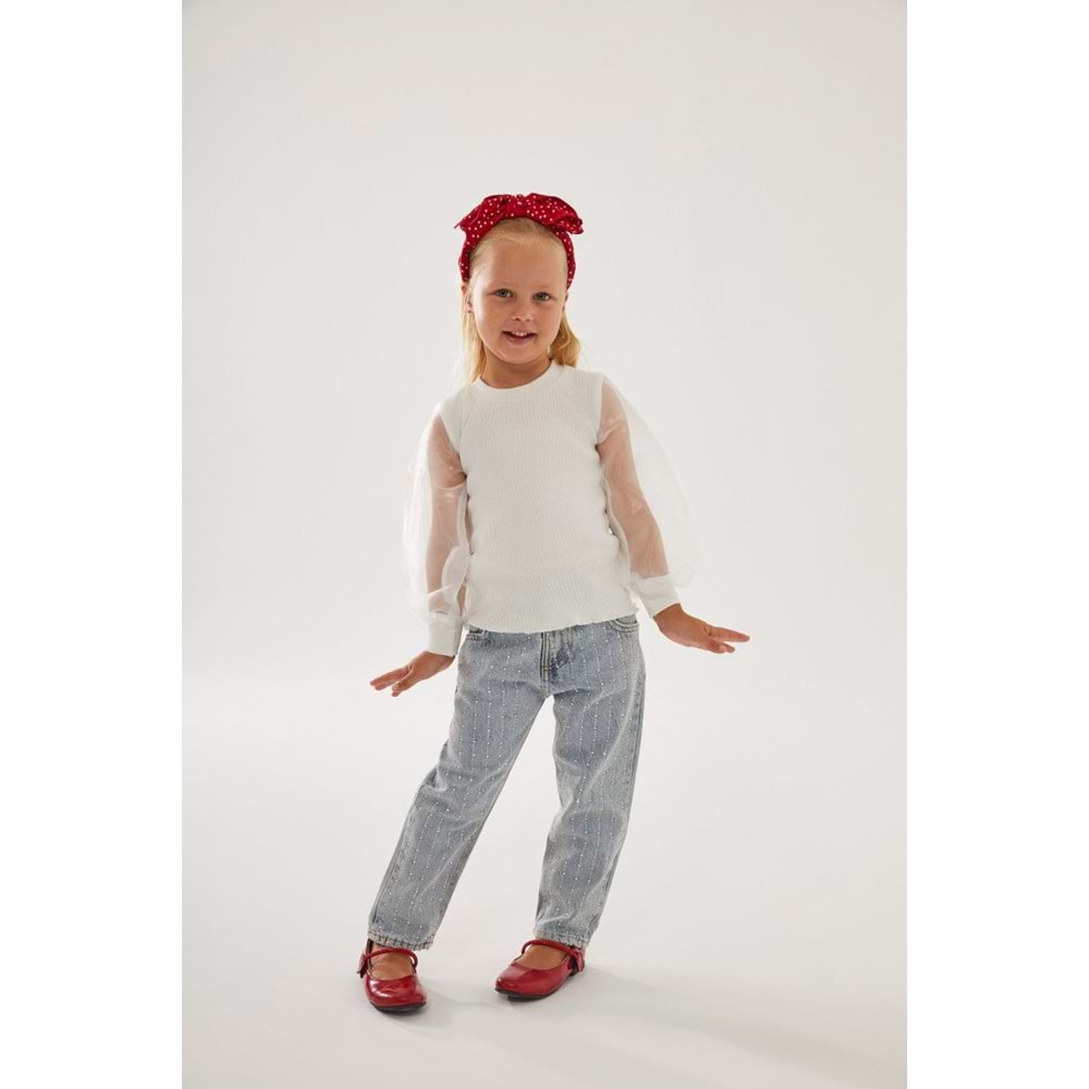 Organze Kol Beyaz Renk Body - BEYAZ - 2-3 YAŞ - ST00311-BEYAZ-2-3 YAŞ