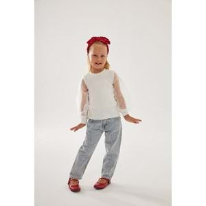 Organze Kol Beyaz Renk Body - BEYAZ - 2-3 YAŞ - ST00311-BEYAZ-2-3 YAŞ