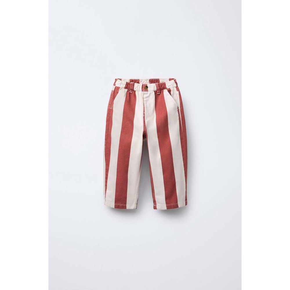 Kiremit Beyaz Çizgili Pantolon - KİREMİT - 6-7 YAŞ - ST00315-KİREMİT-6-7 YAŞ