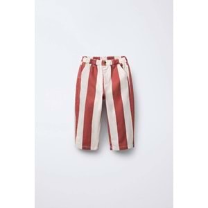 Kiremit Beyaz Çizgili Pantolon - KİREMİT - 6-7 YAŞ - ST00315-KİREMİT-6-7 YAŞ