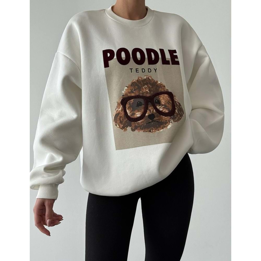 Poddle Teddy Krem Renk Sweatshirt - KREM - L - ST00380-KREM-L