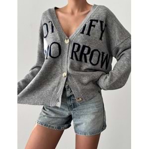 Notify Tomorrow Gri Renk Düğmeli Hırka Standart Beden - GRİ - STANDART - ST00386-GRİ-STANDART