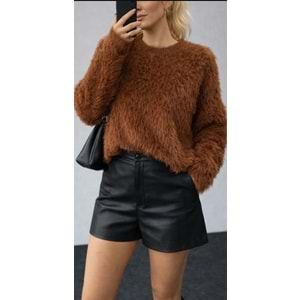 Tüylü Yumuşak Tuşe Hafif Crop Kazak