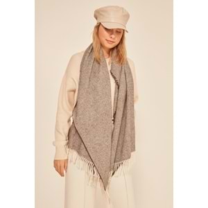 Yumuşak Dokulu Püsküllü Kahve Kalın Omuz Şal Atkı