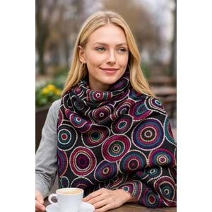 Halka Desenli Çok Renkli Şal 90x180cm