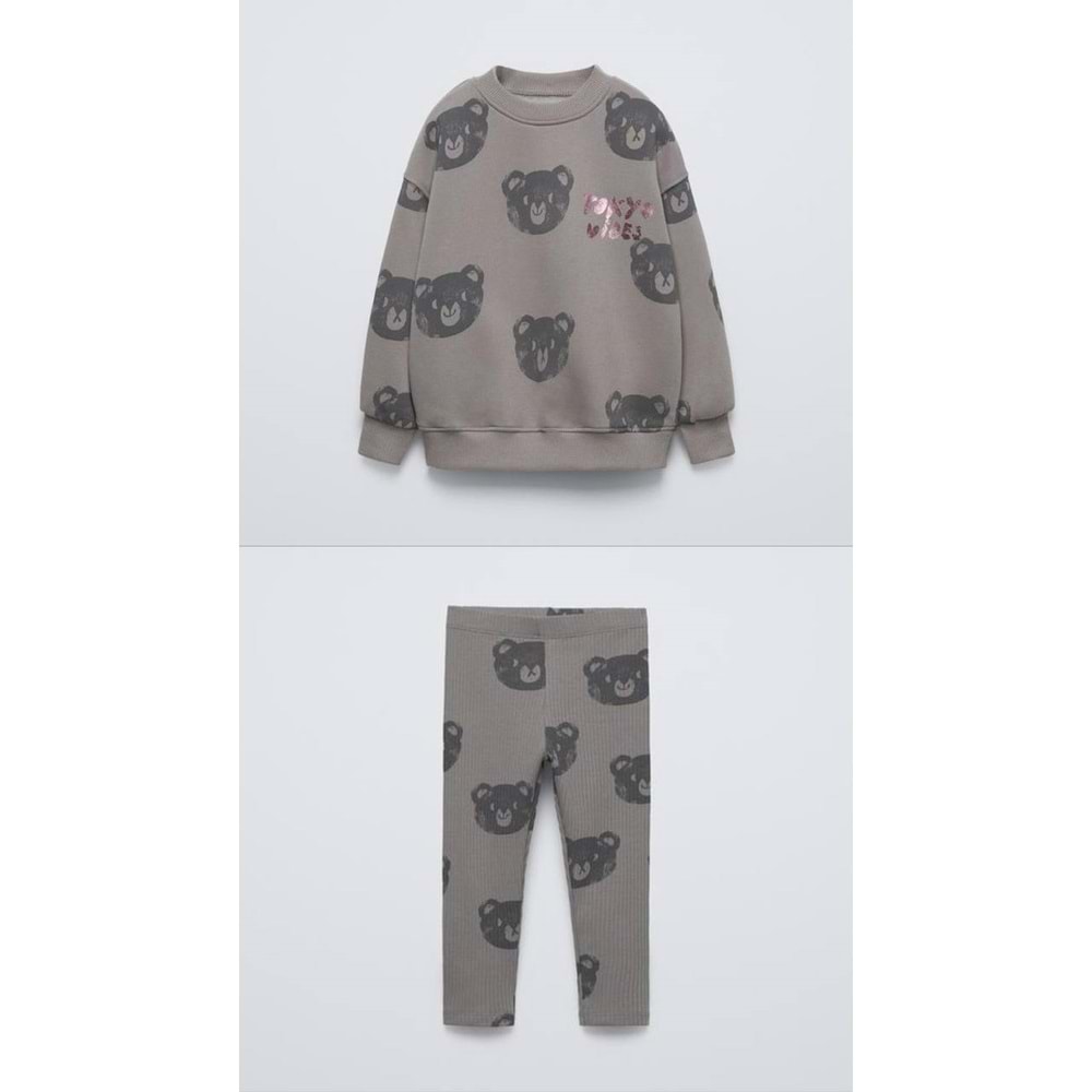 KIZ ÇOCUK GRİ AYILI TOKYO VİBES TK