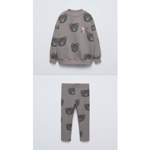 KIZ ÇOCUK GRİ AYILI TOKYO VİBES TK