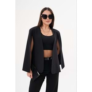 Pelerin Ceket Siyah Renk