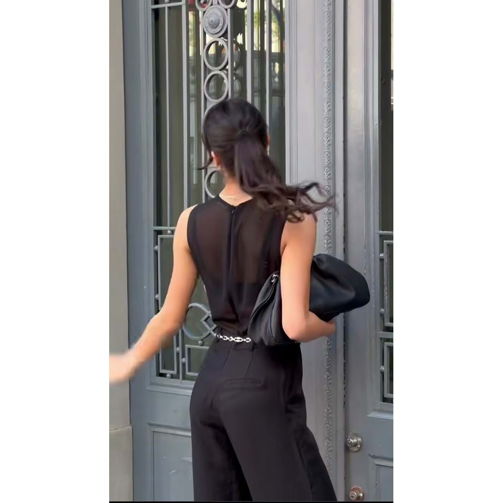 Tasarım Tulum Kendinden Büstiyer Detaylı Üst Transparan