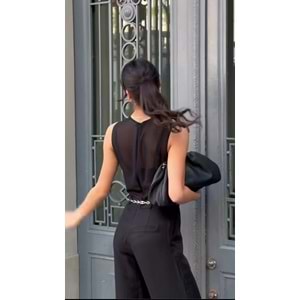 Tasarım Tulum Kendinden Büstiyer Detaylı Üst Transparan