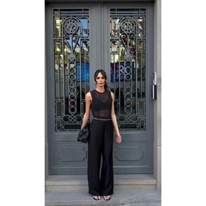 Tasarım Tulum Kendinden Büstiyer Detaylı Üst Transparan