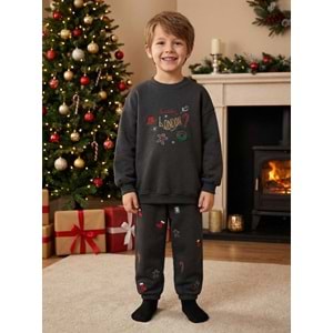 Lacivert Renk Unisex Geyik Detaylı Alt Üst Takım - LACİVERT - 2-3 YAŞ - ST00576-LACİVERT-2-3 YAŞ