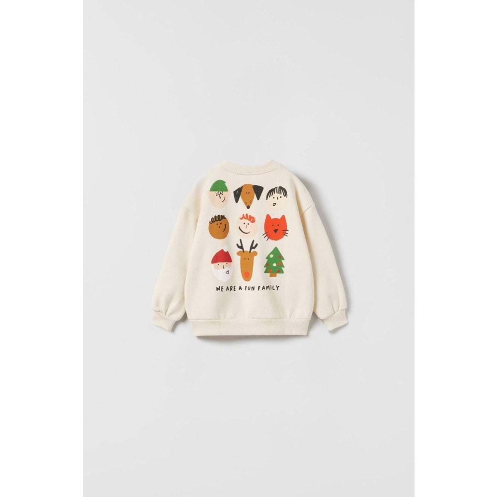 Krem Renk Winter Buddies Baskılı Alt Üst Takım Eşorman - Sweatshirt