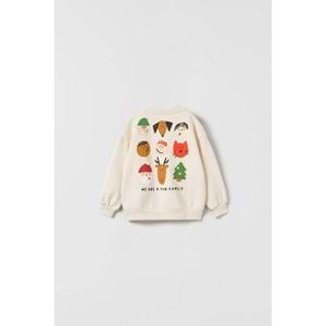 Krem Renk Winter Buddies Baskılı Alt Üst Takım Eşorman - Sweatshirt