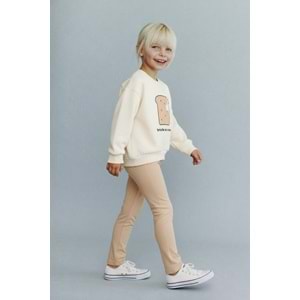 Krem Renk Sevimli Tost Caramel Sweatshirt