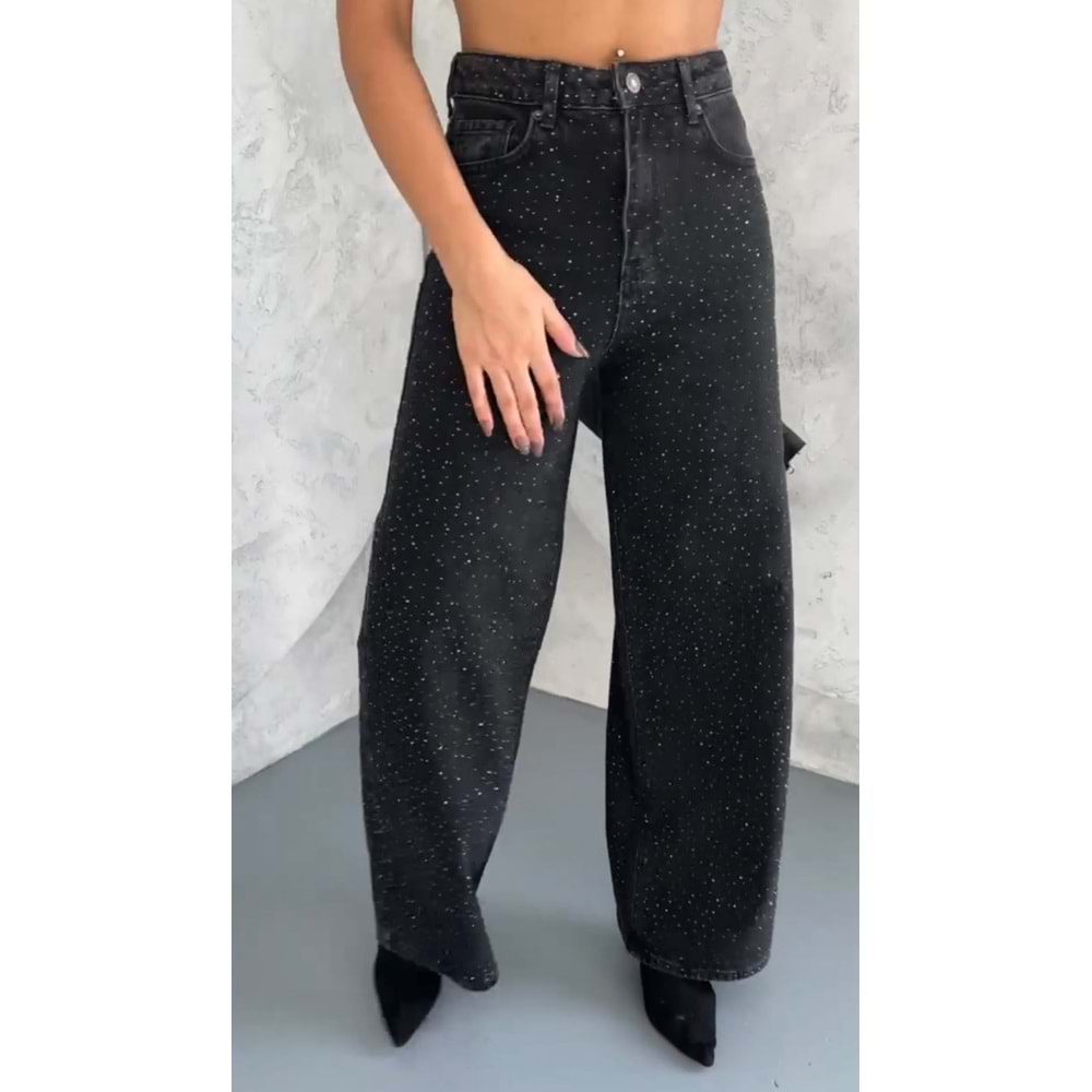 Taş Kaplama Siyah Kot ! Tasarım - SİYAH - 36 - ST00585-SİYAH-36