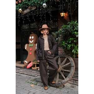 Kahverengi Zımbalı Tasarım Kot Pantolon - KAHVERENGİ - 38 - ST00591-KAHVERENGİ-38