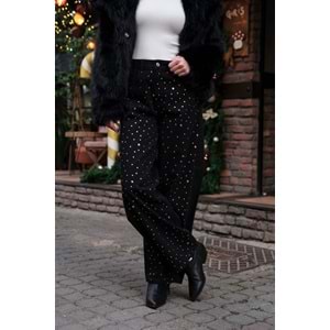 Zımbalı Siyah Renk Tasarım Kot Pantolon - SİYAH - 40 - ST00593-SİYAH-40