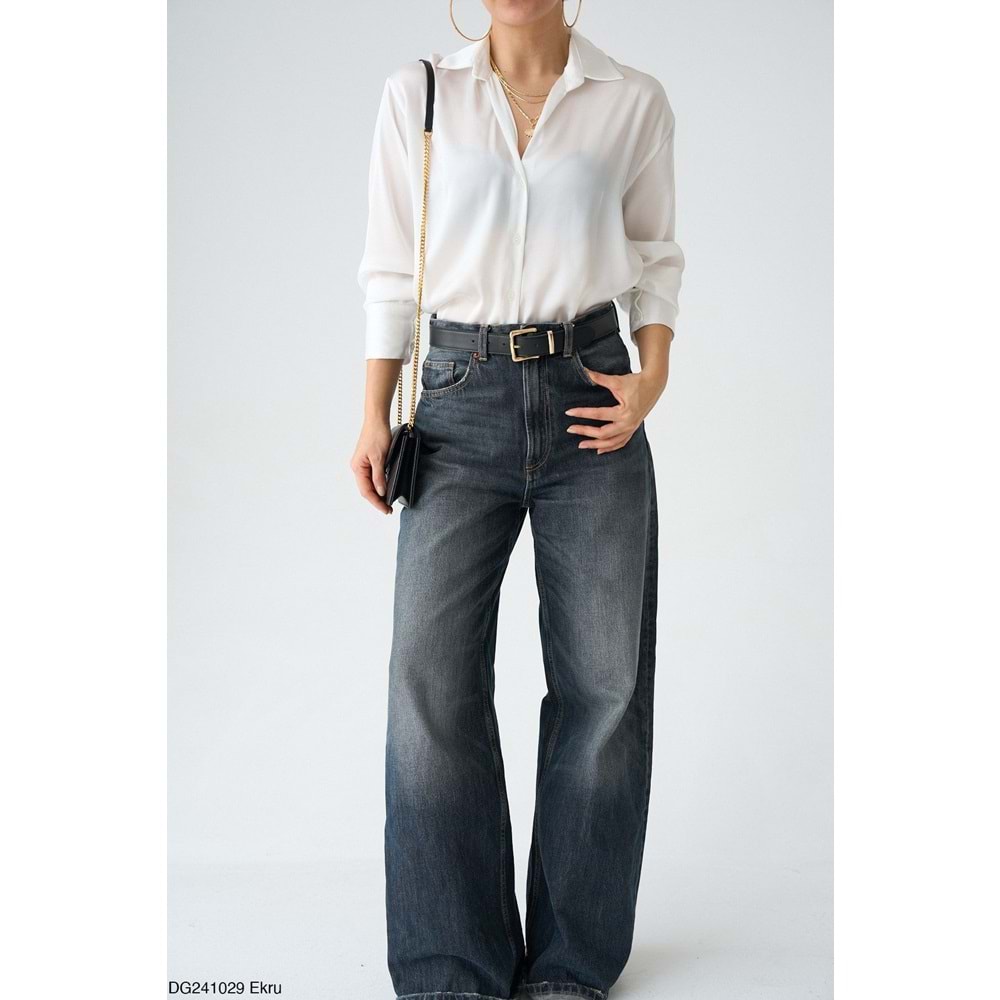 Beyaz Renk Pamuk Saten Gömlek - BEYAZ - L - ST00595-BEYAZ-L