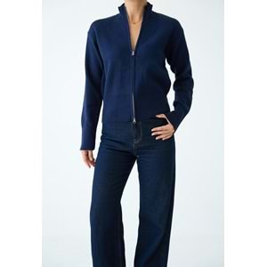 Lacivert Renk Çift Taraf Açılabilir Fermuarlı Hırka