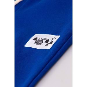 Mavi Renk Bel - Paça Lastikli Bağlamalı Eşofman Altı