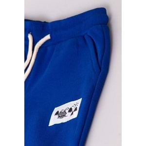 Mavi Renk Bel - Paça Lastikli Bağlamalı Eşofman Altı