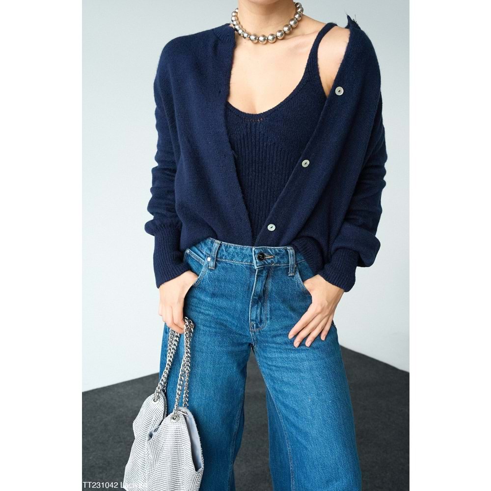 Lacivert Renk Atlet - Hırka Triko 2 Parça Takım