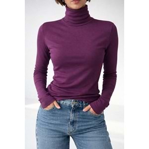 Boğazlı Uzun Kollu Body / Bluz - BORDO - L - ST00647-BORDO-L