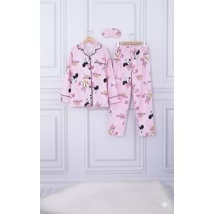 Kız Çocuk Renkli Desenli Pijama Alt Üst Takım - PEMBE - 4-5 YAŞ - ST00664-13690