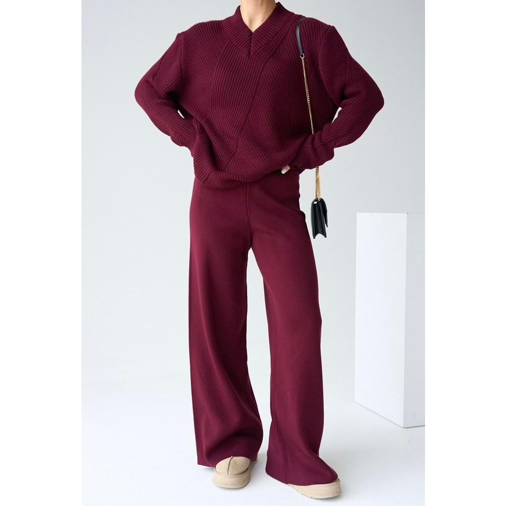 Rahat Kesim Bordo Renk Triko Pantolon
