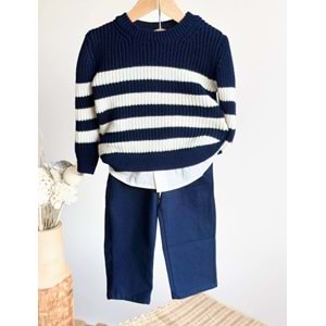 Erkek Çocuk Lacivert Renk Triko Kazak Pantolon Alt Üst Takım