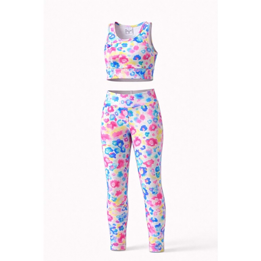 Kız Çocuk Color POP Batik Desen Spor Crop Alt Üst Takım - ÇOK RENKLİ - 11-12 YAŞ