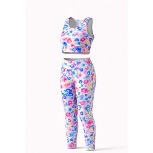 Kız Çocuk Color POP Batik Desen Spor Crop Alt Üst Takım - ÇOK RENKLİ - 11-12 YAŞ