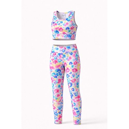 Kız Çocuk Color POP Batik Desen Spor Crop Alt Üst Takım - ÇOK RENKLİ - 3-4 YAŞ