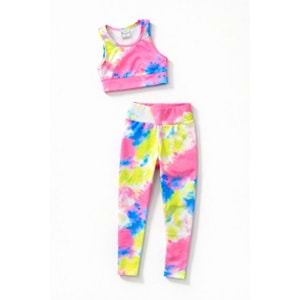 Kız Çocuk Color Pop Spor Crop Üst - Tayt Alt Üst Takım - ÇOK RENKLİ - 11-12 YAŞ