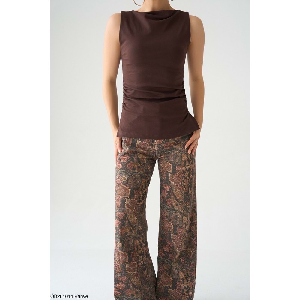 Yeni Sezon Etnik Şal Desenli Pamuklu Kot Pantolon - DESENLİ - L